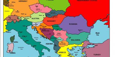 Mapa ng europa na nagpapakita ng Albania