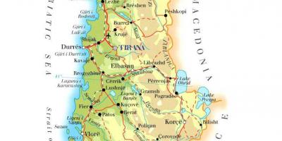 Mapa ng pisikal na mapa ng Albania