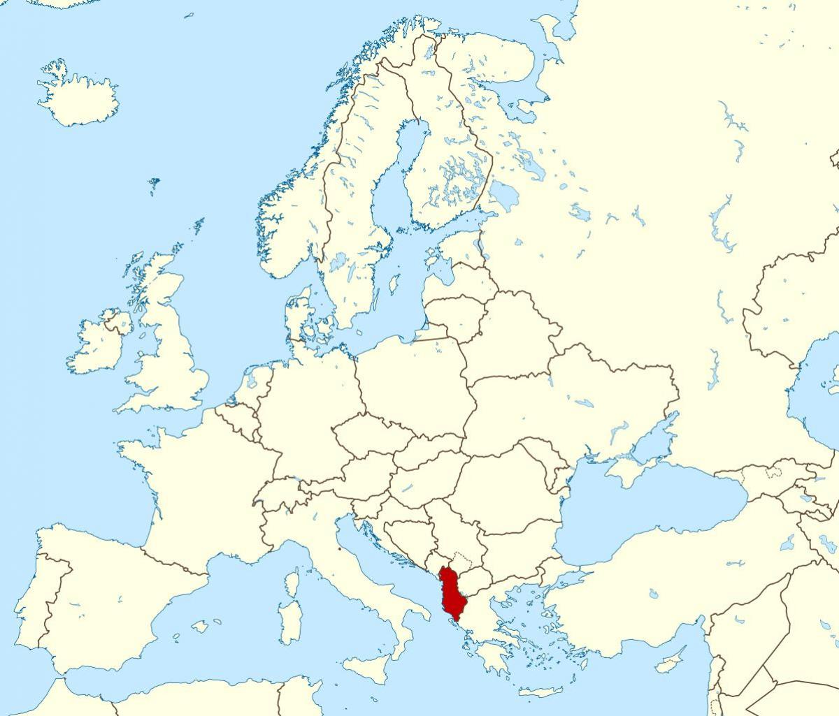 mapa ng mundo na nagpapakita ng Albania