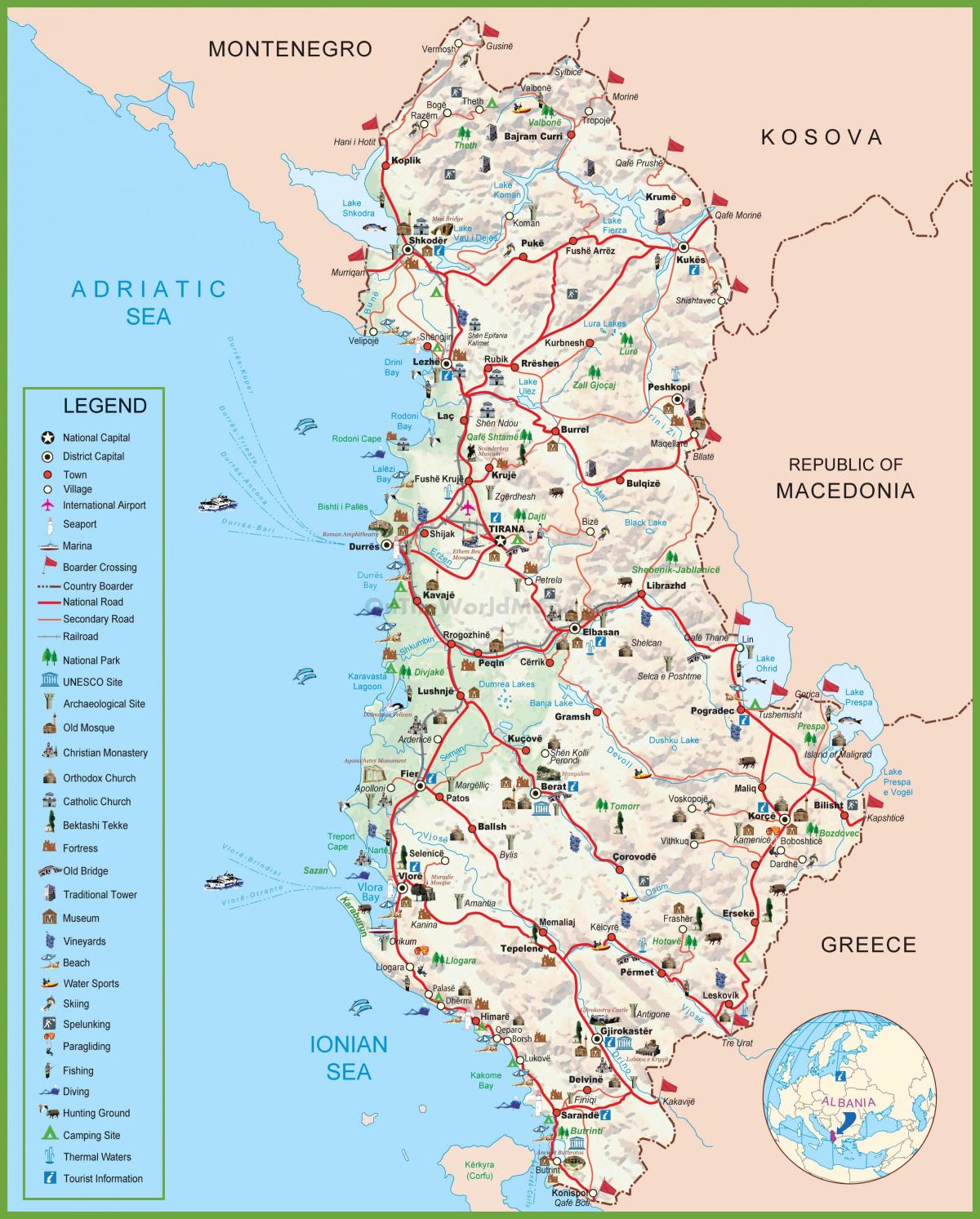 mapa ng Albania turista